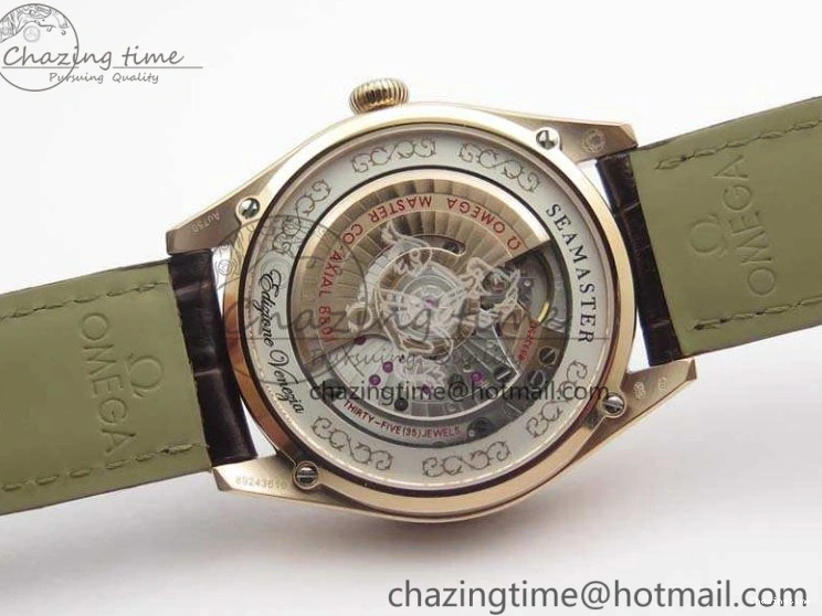 0509 Sophisticated Seamaster Edizione Venezia RG Best Edition Black Dial On Leather Strap A 8125